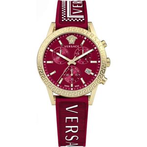Versace, Accessoires, Dames, Rood, ONE Size, Sport Tech Chronograaf Rubber Horloge