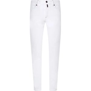 Kiton, Jeans, Heren, Wit, W34, Denim, Witte Slim Fit Five Pocket Jeans in Kurabo Denim