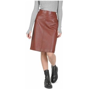 Hugo Boss, Dames Leren Rok - Bruin Bruin, Dames, Maat:L