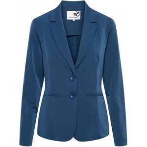 &Co Woman, Jassen, Dames, Blauw, L, Reisblazer met Paspelzak en 2-Knoopssluiting