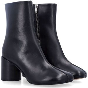 MM6 Maison Margiela, Schoenen, Dames, Zwart, 38 EU, Leer, Zwarte Tabi Enkellaarzen met Rits