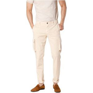 Mason's, Broeken, Heren, Beige, 4Xl, Linnen, Stad Cargo Broek Regular Fit