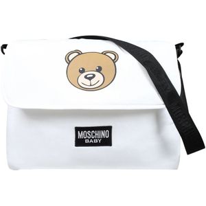 Moschino, Ivoor Katoenen Verzorgingstas met Teddy Bear Logo Beige, unisex, Maat:ONE Size