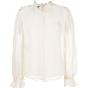 Moschino, Blouses & Shirts, Dames, Wit, S, Transparante Zijden Longsleeve Top