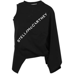 Stella McCartney, Sweatshirts & Hoodies, Dames, Zwart, S, Fluid Logo One Sleeve Top