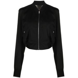 Rick Owens, Jassen, Dames, Zwart, M, Katoen, Omkeerbare Zwarte Cropped Flight Bomber