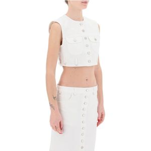 Courrèges, Mouwloze Top Wit, Dames, Maat:M