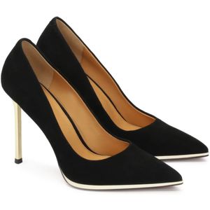 Kazar, Schoenen, Dames, Zwart, 39 EU, Suède, Zwarte suède pumps met gouden hak