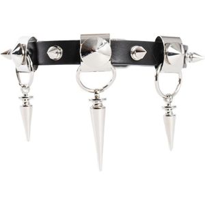 Junya Watanabe, Accessoires, Dames, Zwart, ONE Size, Zwarte Leren Spike Hanger Choker