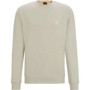 Hugo Boss, Sweatshirts & Hoodies, Heren, Beige, 6Xl, Katoen, Beige Sweater Ronde Hals Katoen