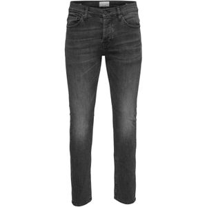 Only & Sons, Jeans, Heren, Zwart, W33 L32, Katoen, Slim fit jeans Met zwarte wassing loom