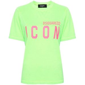 Dsquared2, Tops, Dames, Groen, M, Katoen, T-Shirts