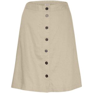 Part Two, Rokken, Dames, Beige, M, Linnen, Feather Gray Linnen A-Lijn Midi Rok