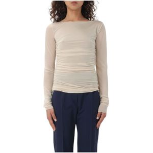 Giorgio Armani, Tops, Dames, Beige, S, Polyester, Long Sleeve Tops