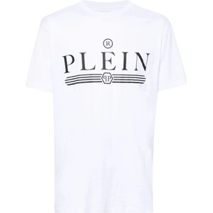 Philipp Plein, Tops, Heren, Wit, XL, Witte T-shirts en Polos met Plein Print