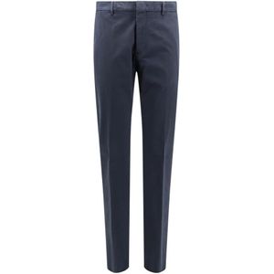 Ermenegildo Zegna, Blauwe Broek met Knoop en Rits Blauw, Heren, Maat:S