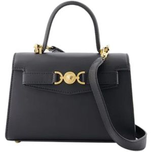 Versace, Tassen, Dames, Zwart, ONE Size, Leer, Leather handbags