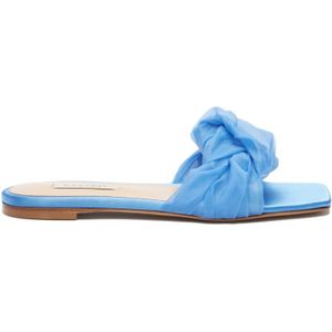 Casadei, Stijlvolle en elegante bohemian blauwe zijden sandaal Blauw, Dames, Maat:39 1/2 EU