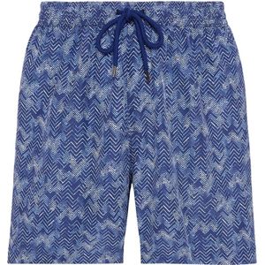 Boggi Milano, Herringbone Print Badpak Blauw, Heren, Maat:2XL