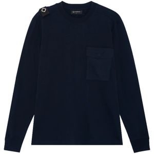 Ma.strum, Sweatshirts & Hoodies, Heren, Blauw, L, Katoen, Lange Mouw Cargo Zak T-shirt