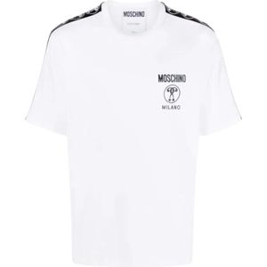 Moschino, Tops, Heren, Wit, S, Katoen, Witte T-shirt met Logo Print