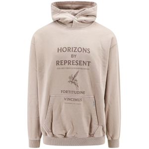 Represent, Sweatshirts & Hoodies, Heren, Beige, M, Katoen, Grijze Hoodie met Kangoeroezak