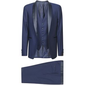 Tagliatore, Blauwe Ceremonie Jurk met Sjaalkraag Blauw, Heren, Maat:L