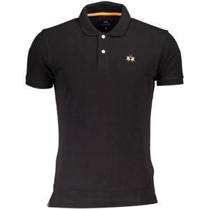 La Martina, Tops, Heren, Zwart, 2Xl, Katoen, Elegante Slim Fit Polo met contrastdetails