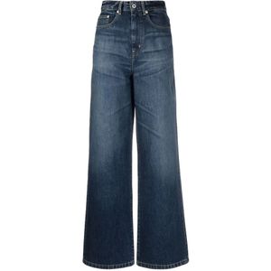 Kenzo, Jeans, Dames, Blauw, W25, Katoen, High-waisted straight-leg jeans