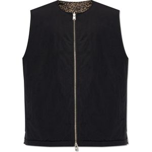 AllSaints, Jassen, Heren, Zwart, L, Leer, Ondergrondse omkeerbare vest