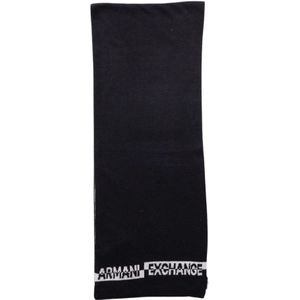 Armani Exchange, Accessoires, Heren, Zwart, ONE Size, Wol, Zwarte Gebreide Sjaal Mannen Lente/Zomer