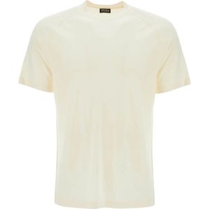 Ermenegildo Zegna, Tops, Heren, Wit, M, Wol, Merino Wol Raglan T-shirt Mannen