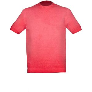 Alpha Studio, Rode Reverse Cold Geribbelde T-shirt Rood, Heren, Maat:XL