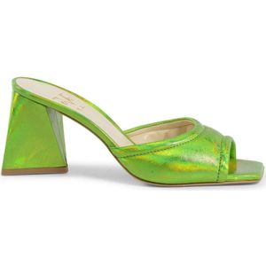 19v69 Italia, Schoenen, Dames, Groen, 40 EU, Leer, Groene leren sandalen met 8 cm hak