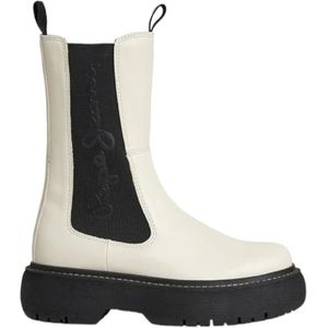 Pepe Jeans, Chelsea Boots Wit, Dames, Maat:39 EU