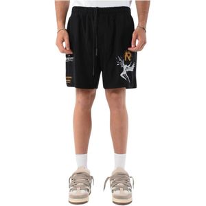 Represent, Korte broeken, Heren, Zwart, S, Lyocell Bermuda Shorts met elastische taille