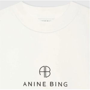 Anine Bing, Sweatshirts & Hoodies, Dames, Wit, S, Katoen, Monogram Sweatshirt - Ivoor