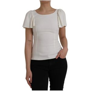 Dolce & Gabbana, Blouses & Shirts, Dames, Wit, S, Luxe Viscose Blend Korte Mouwen Top