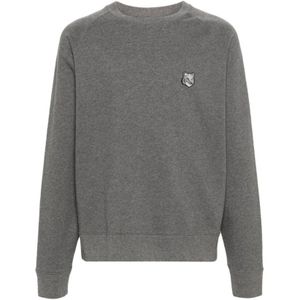 Maison Kitsuné, Donkergrijze Sweatshirt met Vos Motief Grijs, Heren, Maat:M