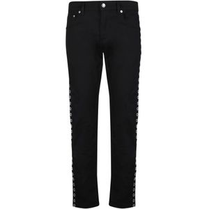 Alexander McQueen, Jeans, Heren, Zwart, M, Katoen, Zwarte katoenen jeans met metallic details