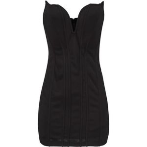 Aniye By, Kleedjes, Dames, Zwart, S, Polyester, Zwarte Bodycon Hartvormige Halslijn Jurk