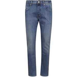 Incotex, Slim Fit Katoenen Jeans met Zakken Blauw, Heren, Maat:W38