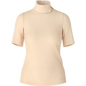 Marc Cain, Elegant Rollneck T-Shirt met knoopdetail Beige, Dames, Maat:M