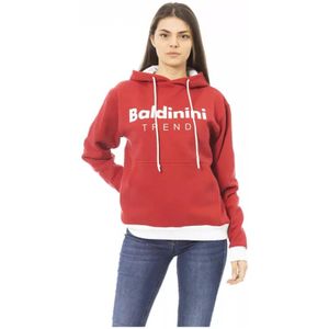 Baldinini, Sweatshirts & Hoodies, Dames, Rood, XS, Katoen, Rode Katoenen Sweater met Voorlogo
