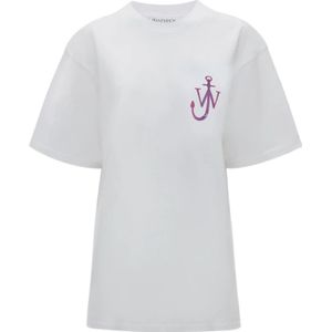 JW Anderson, Tops, Dames, Wit, S, Katoen, Natuurlijk Zoete T-shirt