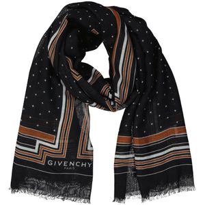 Givenchy, Luxe bedrukte kasjmier foulard Zwart, Dames, Maat:ONE Size
