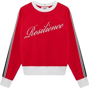Wales Bonner, Sweatshirts & Hoodies, Heren, Rood, XL, Katoen, Stijlvolle Crewneck Sweatshirt
