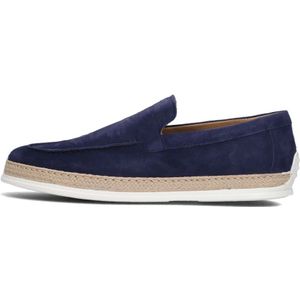 Giorgio, Schoenen, Heren, Blauw, 43 1/2 EU, Suède, Blauwe Suède Loafers met Beige Zool