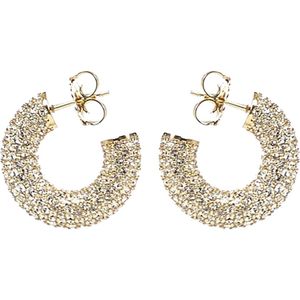 Amina Muaddi, Accessoires, Dames, Geel, ONE Size, Gouden Bijoux Oorbellen met Witte Kristallen