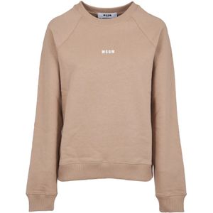 Msgm, Sweatshirts & Hoodies, Dames, Beige, S, Beige Sweaters met Klein Logo